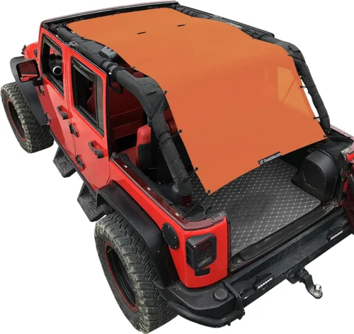 Vista 76 de Shadeidea - Parasol para vehículo Jeep Wrangler JK (2007-2018) de 2 puertas, delantero y trasero, pantalla de malla color negro, cubierta