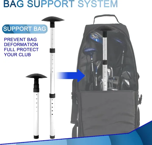 Vista 3 de Bolsas de viaje de golf para aerolíneas con ruedas, bolsa de golf de 900D Oxford resistente al desgaste de material suave con palo de apoyo