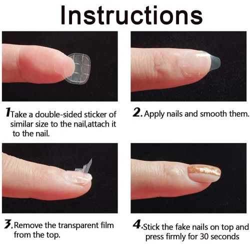 Vista 3 de Mwellewm 240 piezas de 10 hojas de pegamento de uñas de doble cara para uñas a presión, puntas de uñas postizas impermeables y transpirables