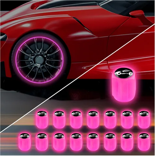 Vista 21 de 20 tapones fluorescentes para válvulas de neumáticos, tapones luminosos para válvula de aire de rueda de automóvil, accesorios de decoración
