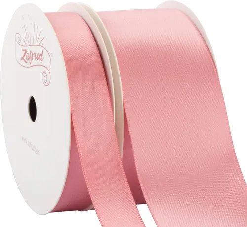 Vista 10 de 2 rollos de cinta de satén de doble cara rosa polvorienta, 20 yardas en total (1 pulgada y 2 pulgadas x 10 yardas), ideal para manualidades