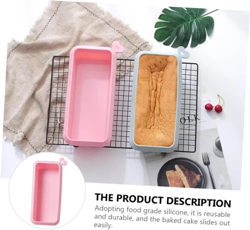 Vista 7 de Rectangular Silicone Cake Mold Non-stick Household Baking Loaf Pan for Toast Bread DIY Cakes Easy Clean Pink