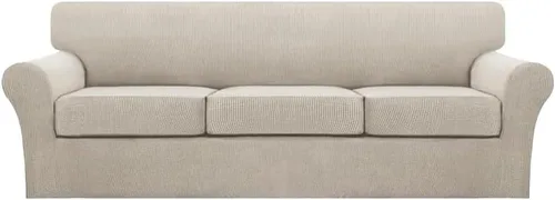 Vista 137 de Turquoize 2 fundas para sillas de sala de estar, funda de sofá con fundas de cojín individuales, funda de muebles para sillas (silla, beige biscotti)