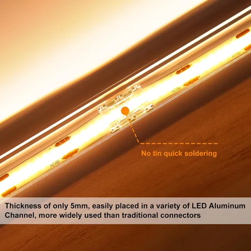 Vista 7 de LightingWill Conectores LED de 2 pines de 0.315 in, 10 unidades, conector de tira a cable, transparente, sin soldadura, conector de luz de cinta