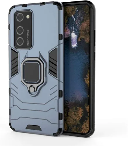 Vista 4 de Compatible con Huawei P40 Pro, soporte de metal con agarre de anillo de apoyo (funciona con soporte magnético para automóvil), funda resistente