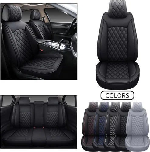 Vista 2 de OMOKA AUTO - Juego completo de fundas de asiento con piel sintética de ajuste universal para Chevy, Equinox, Mazda6, CX5, Speed3, Elantra, Sonata