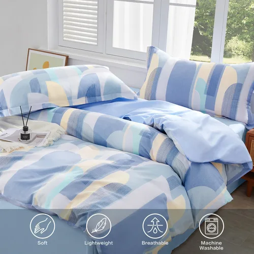 Vista 447 de SAPHREAS Juego de funda de edredón de algodón, tamaño King, a cuadros color gris oscuro y gris, geométrico, 3 piezas, 1 funda de edredón y 2 fundas