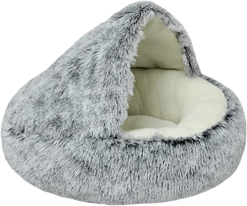 Vista 8 de VARMTOR Cama para gatos de invierno, con carcasa cálida semicerrada para gatos, cama para gatos y cachorros, casa para gatos semicerrada, cama