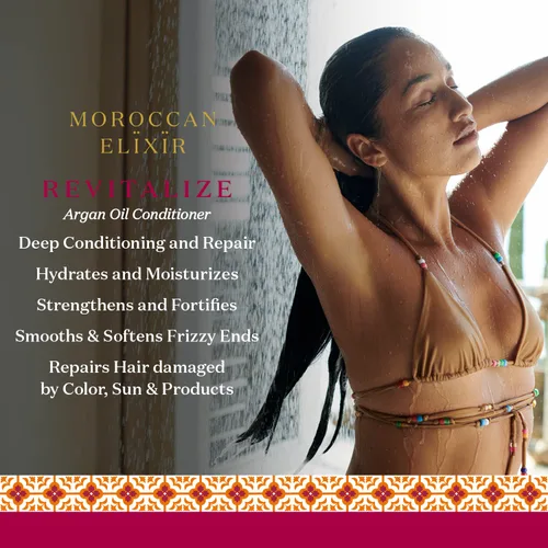 Vista 4 de Moroccan Elixir Acondicionador revitalize de aceite de argán para cabello seco, dañado, teñido y sin sulfatos, parabenos y silicona, acondicionador