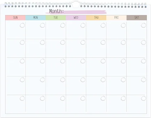 Calendario de pared semanal mensual en blanco, planificador mensual sin fecha, bloc de notas para organizar la oficina en casa, 14.5 x 11.5 pulgadas