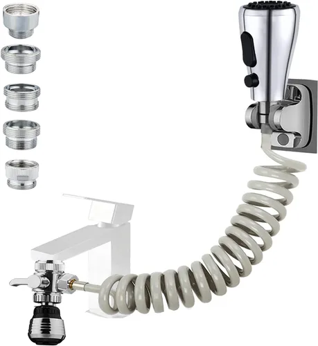 Accesorio de manguera para grifo de cocina, accesorio rociador de fregadero con cabezal de repuesto de rociador, manguera de retroceso de 79