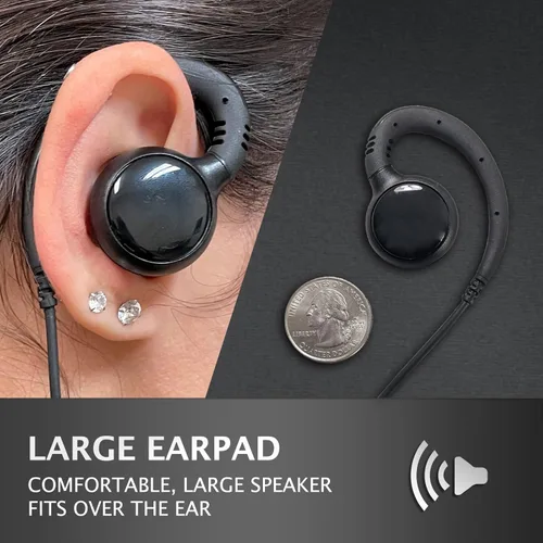 Vista 4 de PROMAXPOWER Auricular giratorio PTT de dos vías con forma de C de 1 cable para Motorola CP88, CP100, CP185, CP200D, CLS1110, CLS1410, RDM2070d