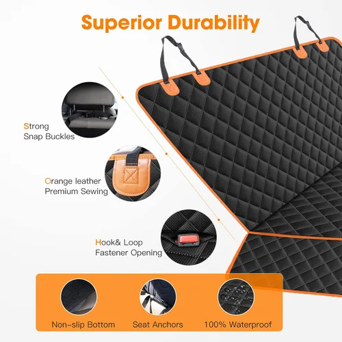 Vista 7 de MIXJOY Funda de asiento para perro para asiento trasero, fundas impermeables para asientos de perros, protector de asiento de automóvil para perros
