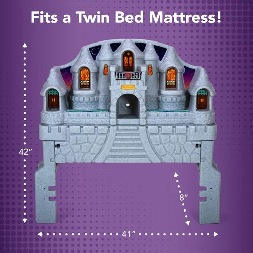Vista 4 de Simplay3 Imagination - Cabecera de castillo de plástico tamaño individual para niños pequeños, niños y niñas con área de almacenamiento de juguetes