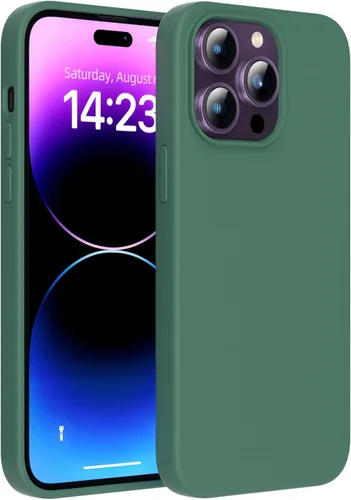 Vista 11 de Funda para iPhone 14 Pro Max, funda de silicona líquida, forro de microfibra suave antiarañazos, protección de cuerpo completo de grado militar