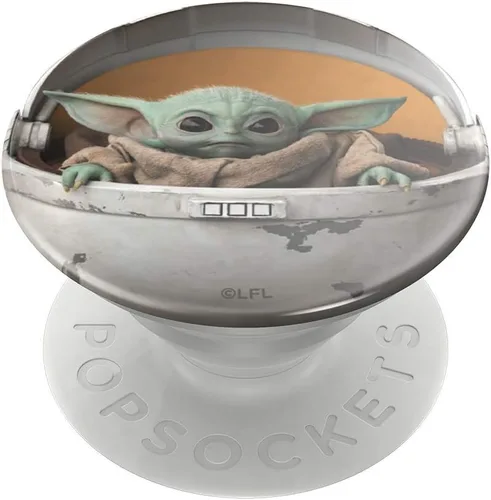 PopSockets - Empuñadura para teléfono con soporte expandible, adhesivo, StarWars, PopSockets lindos - Baby Yoda Pod (Brillo)