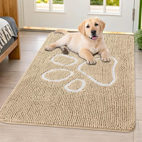 Vista 171 de Smiry Tapete para puerta de perro para patas fangosas, absorbente que atrapa la suciedad, antideslizante, de secado rápido, lavable, tapete