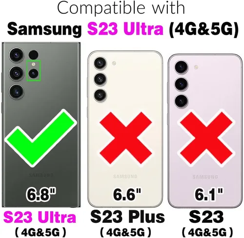 Vista 2 de Asuwish Funda de teléfono para Samsung Galaxy S23 Ultra 5G con protector de pantalla de vidrio templado y soporte de anillo rígido híbrido