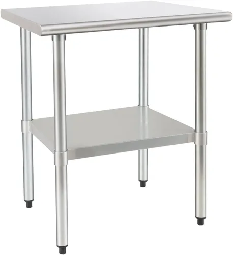Vista 8 de Mesa de acero inoxidable para preparación y trabajo, 48x24 pulgadas; mesa comercial de metal NSF resistente para restaurante, hogar y hotel