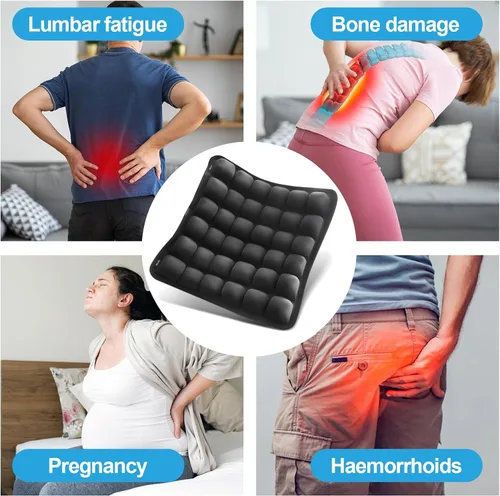 Vista 9 de Cojín de asiento de viaje para avión – Cojines inflables de asiento de célula de aire 3D, cojín ergonómico de viaje para vuelos largos, cojines