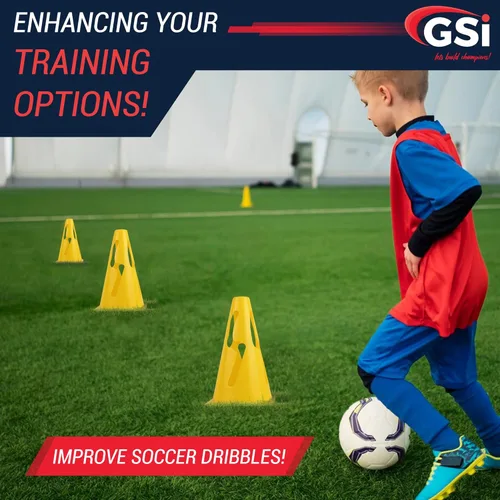 Vista 5 de GSi Hurdle Training Cones Multi Pack Sets Dual Purpose Agility Cones with Holes Ideal for Soccer, Kids, Dog, and Sports Training