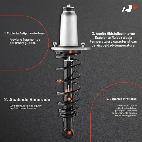 Vista 3 de A-Premium Conjunto completo de puntales traseros con muelles helicoidales