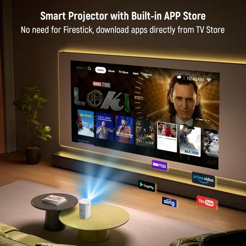 Vista 3 de Proyector 4K con WiFi y Bluetooth, proyector portátil con enfoque automático sin sensor, proyector de película al aire libre de 120 pulgadas
