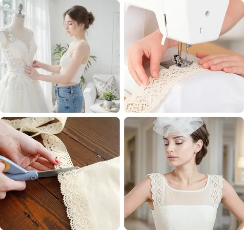 Vista 7 de 27 yardas de cinta de encaje beige, ribete de encaje de algodón, 9 estilos de ribete de encaje para coser, cinta vintage boho para manualidades