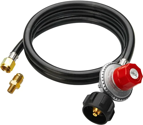 CALPOSE - Manguera de regulador de propano de alta presión de 1.5 m, regulador de tanque de propano ajustable de 0~20 PSI, QCC1 y 3/8" hembra, apto
