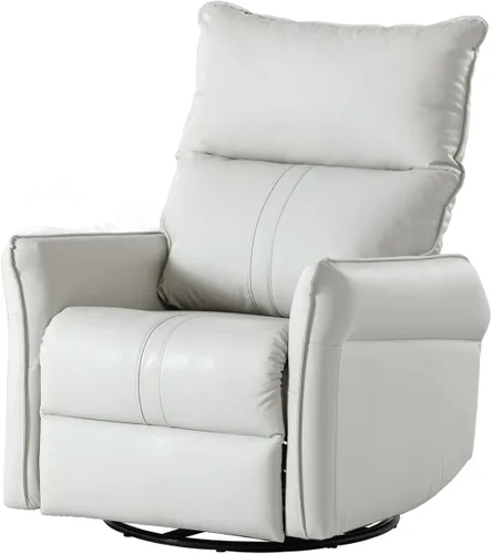 270° Power Swivel Rocker Recliner Chair, PU Leather Electric Glider Reclining Sofa with USB Ports, Power Swivel Glider, Rocking Chair, Nursery Light