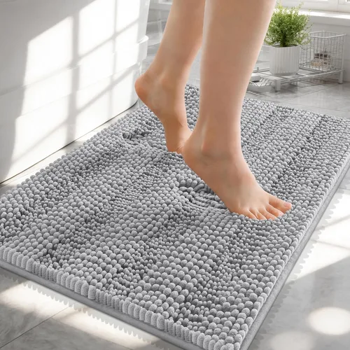Vista 109 de OLANLY Tapetes de baño gruesos de chenilla a rayas de 30 x 20 pulgadas, extra suaves, absorbentes, con parte trasera de goma, se pueden lavar