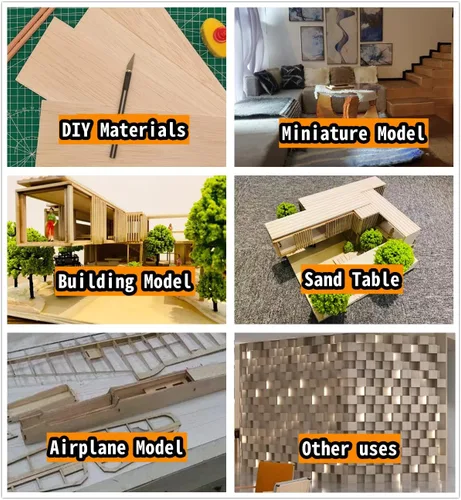 Vista 6 de 10 hojas de madera de balsa de 0.039 in x 3.937 in x 11.811 in, madera natural sin terminar para casa, aviones, barco, barco, placa de madera