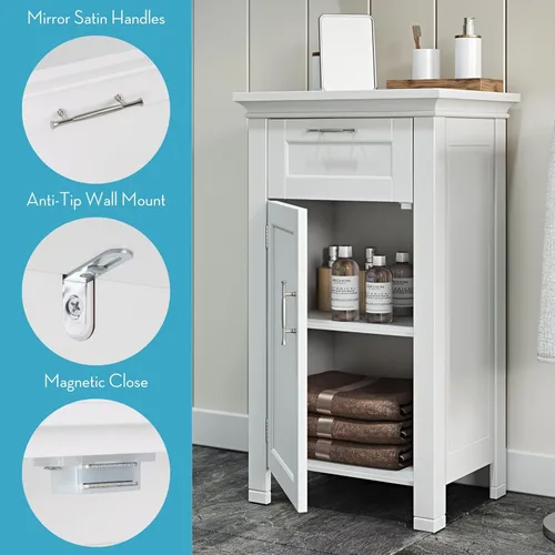 Vista 6 de RiverRidge 06-037 Somerset Single Door Floor Storage Cabinet, White