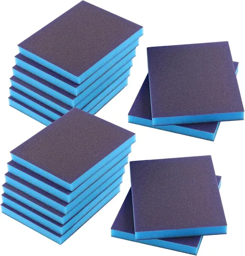 Vista 19 de 4 esponjas de lijado de grano 100, bloques de lijado medianos lavables y reutilizables, esponja de papel de lija seco húmedo para madera, metal