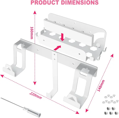 Vista 6 de EJGAME Soporte de montaje de pared compatible con Nintendo SwitchOLED, kit de montaje de pared de metal con ganchos para colgar auriculares