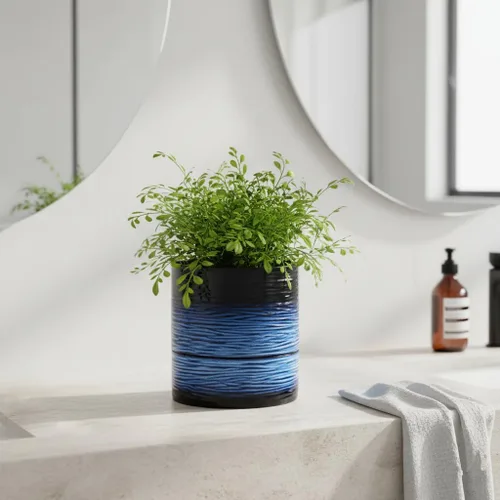 Vista 7 de Nihow Maceta de riego automático: maceta de cerámica de 6 pulgadas con orificio de drenaje y almacenamiento de agua para plantas