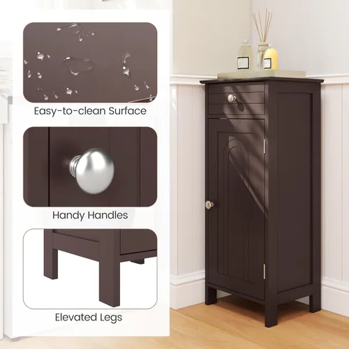 Vista 36 de GLACER Armario de almacenamiento de piso, gabinete de almacenamiento multifuncional para baño con 2 estantes ajustables, ideal para baño, sala