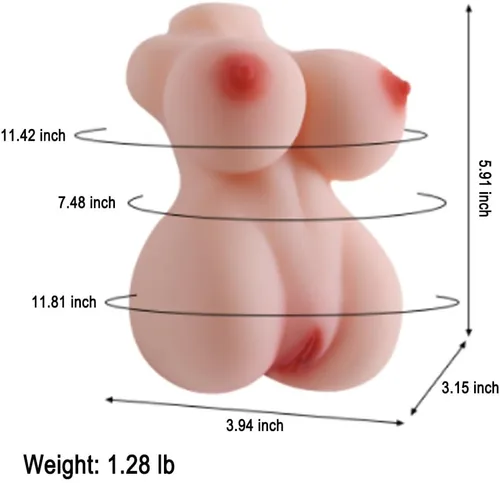 Muñecas sexuales realistas de torso de 1.28 libras para hombres, masturbador masculino de TPE portátil, mini juguetes sexuales masculinos