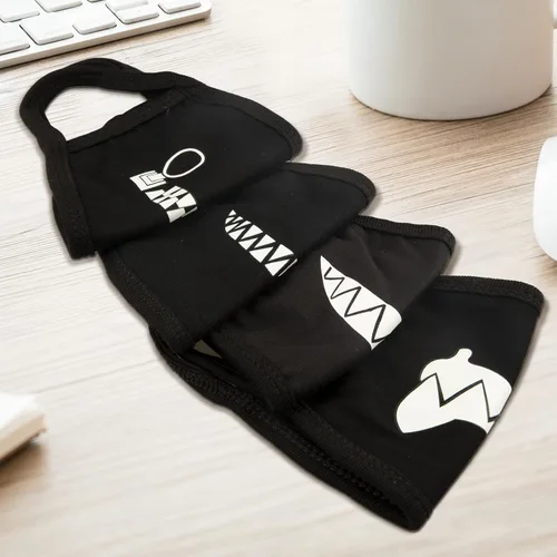 Vista 5 de gootrades Juego de 4 cubrebocas unisex con patrón de dientes, mezcla de algodón, antipolvo