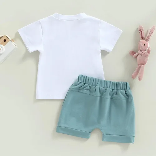 Vista 7 de Juego de 2 piezas, pantalón corto y playera con capucha y bolsillo, conjunto camuflado, para niños y niñas