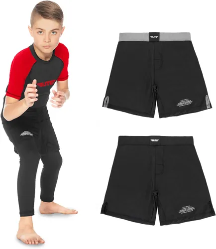 Elite Sports Pantalones cortos de entrenamiento para niños MMA BJJ No GI UFC, pantalones cortos deportivos para niños y niñas, pantalones cortos de