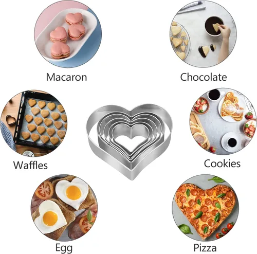 Vista 5 de Juego de 6 cortadores de galletas con forma de corazón, 3 4/5 pulgadas, 3 1/5 pulgadas, 2 4/5 pulgadas, 2 3/5 pulgadas, 2 1/5 pulgadas, 1 4/5