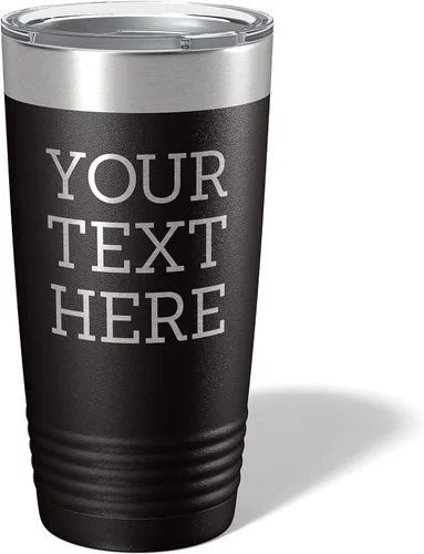 Vaso de acero inoxidable aislado con tapa de 20 onzas (17 colores) personalizado con recubrimiento en polvo, grabado personalizado, nombre de