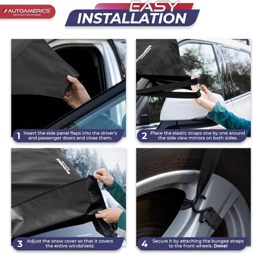 Vista 7 de AUTOAMERICS Cubierta de nieve para parabrisas, cubierta de parabrisas para hielo y nieve, protector de ventana impermeable para automóvil, camión