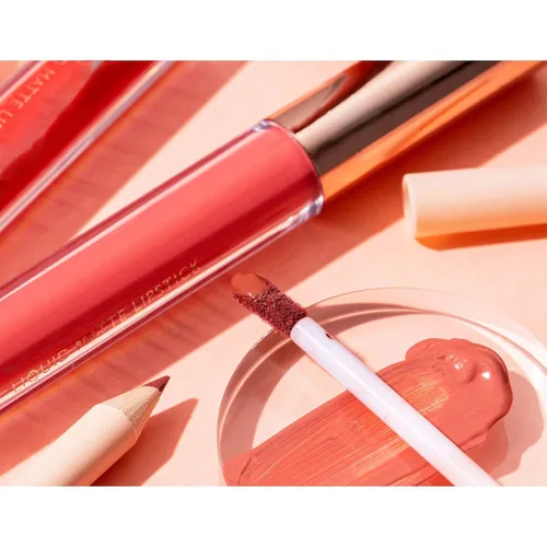 Vista 5 de Lápiz labial líquido mate aterciopelado con delineador de labios suave a juego, brillo de labios duradero, taza antiadherente de larga duración,