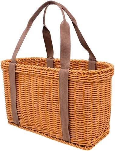 Vista 7 de Cestas de mimbre, cesta de picnic tejida de paja con tapa de asa, cestas para reuniones vacías, cestas de picnic para el hogar al aire libre cestas
