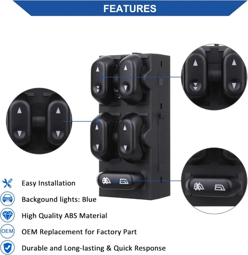 Vista 5 de Power Master - Interruptor de ventana compatible con Ford F150 2004-2008, Ford Expedition 2003-2006, Crown Victoria 2003-2008, Lincoln Mark LT