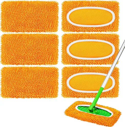 Vista 9 de 6 piezas de almohadillas de microfibra reutilizables para trapeador compatibles con trapeador de barrido, repuestos de almohadillas de limpieza