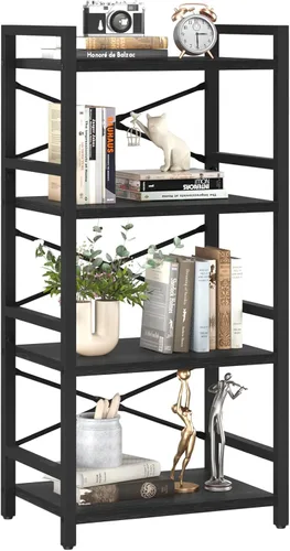 Vista 8 de Estantería de 4 niveles, estantería pequeña para libros, estantería con café baya.