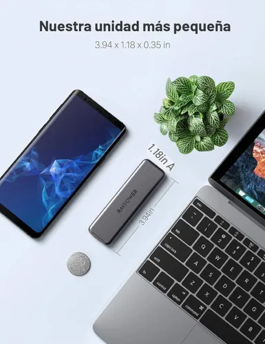 Vista 5 de VAVA SSD Pro externo portátil, disco duro de 512 GB con transferencia de datos de 540 MB/S, flash NAND, interfaz USB 3.1 Gen 2, bloqueo ATA, unidad
